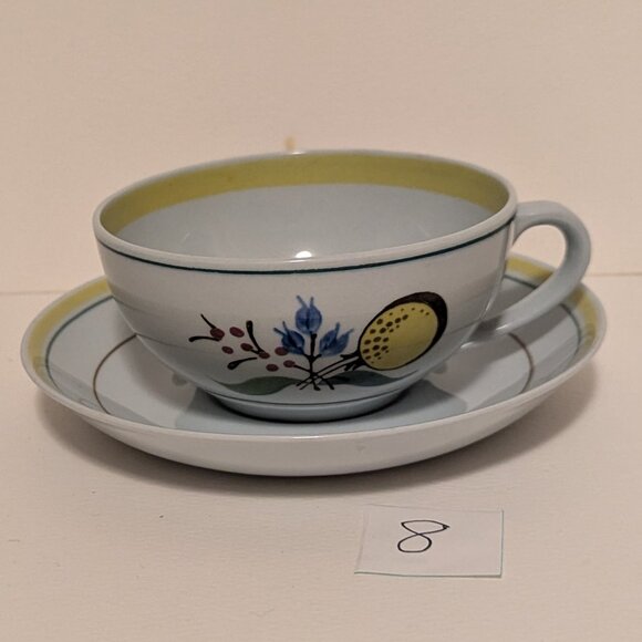 Vintage Handpainted Arabia Finland Windflower Teacup and Saucer with Flaw - Picture 1 of 13
